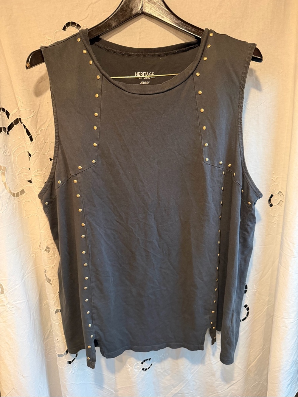 Torrid Heritage Studded Tank 1X Black Cotton Jersey Moto Grunge Boho Edge Rocker